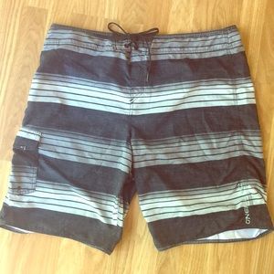 COOL O’Neill swim trunks, grey striped, NWOT!